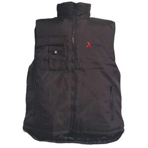 Black Puffer Vest with Red Logo